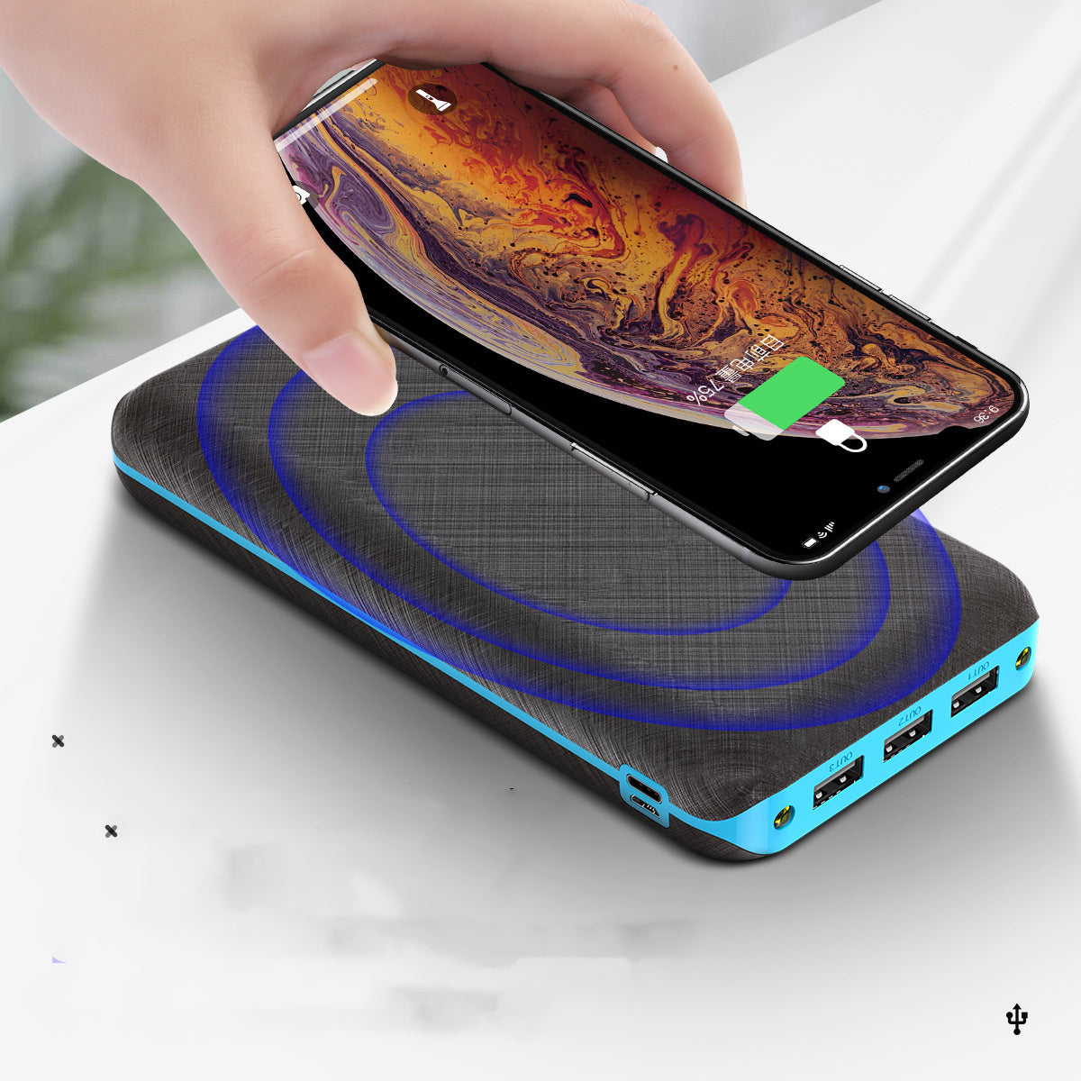 Chargeur Solaire Sans Fil Qi 3-en-1 – 1W, 2W, ou 30000 mAh – Portable et Résistant