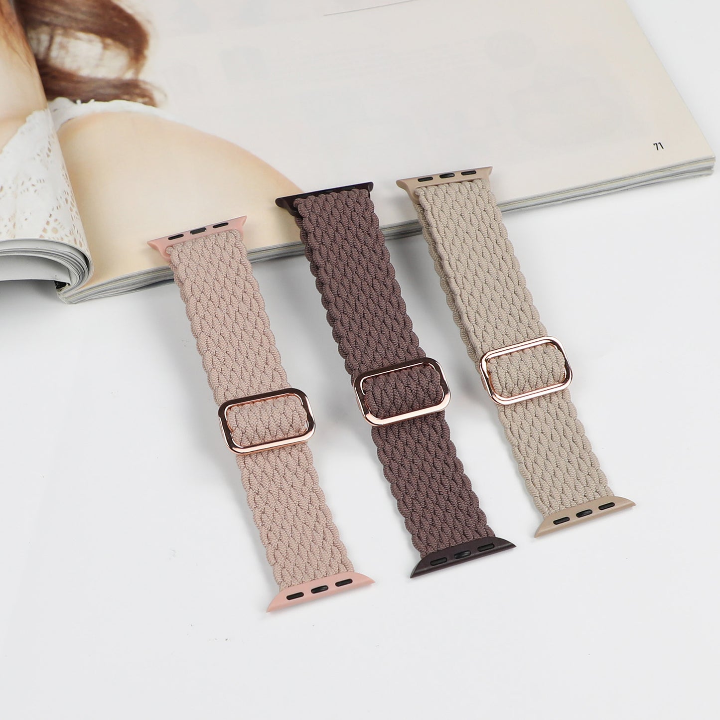 Lot de 3 bracelets élastiques tressés pour IWatch