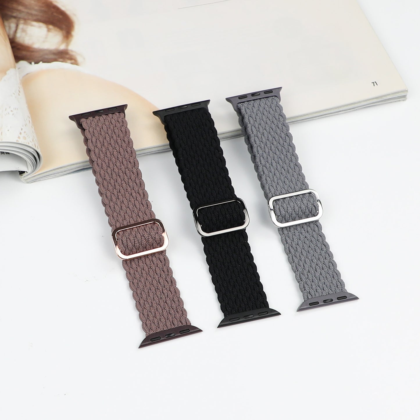 Lot de 3 bracelets élastiques tressés pour IWatch