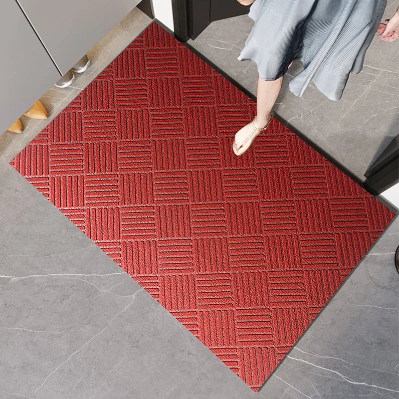Paillasson Antidérapant en Caoutchouc - Épais & Durable - Gris ou Rouge