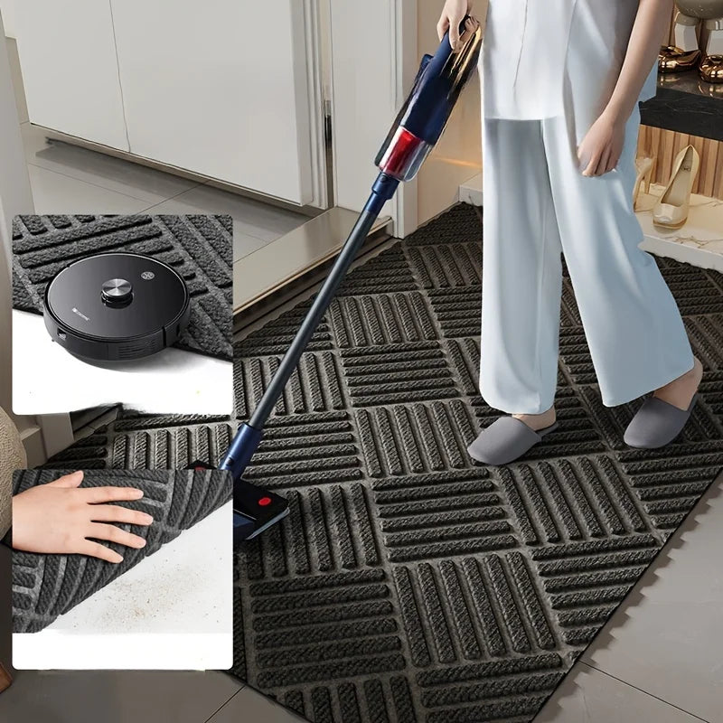 Paillasson Antidérapant en Caoutchouc - Épais & Durable - Gris ou Rouge