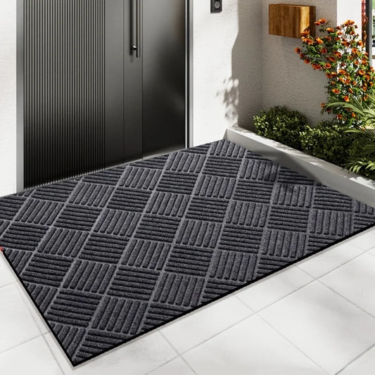 Paillasson Antidérapant en Caoutchouc - Épais & Durable - Gris ou Rouge